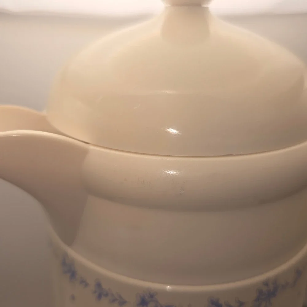 Vintage Nikko Ceramics Thermal Carafe Blue Floral Polka Dot Insulated Pitcher